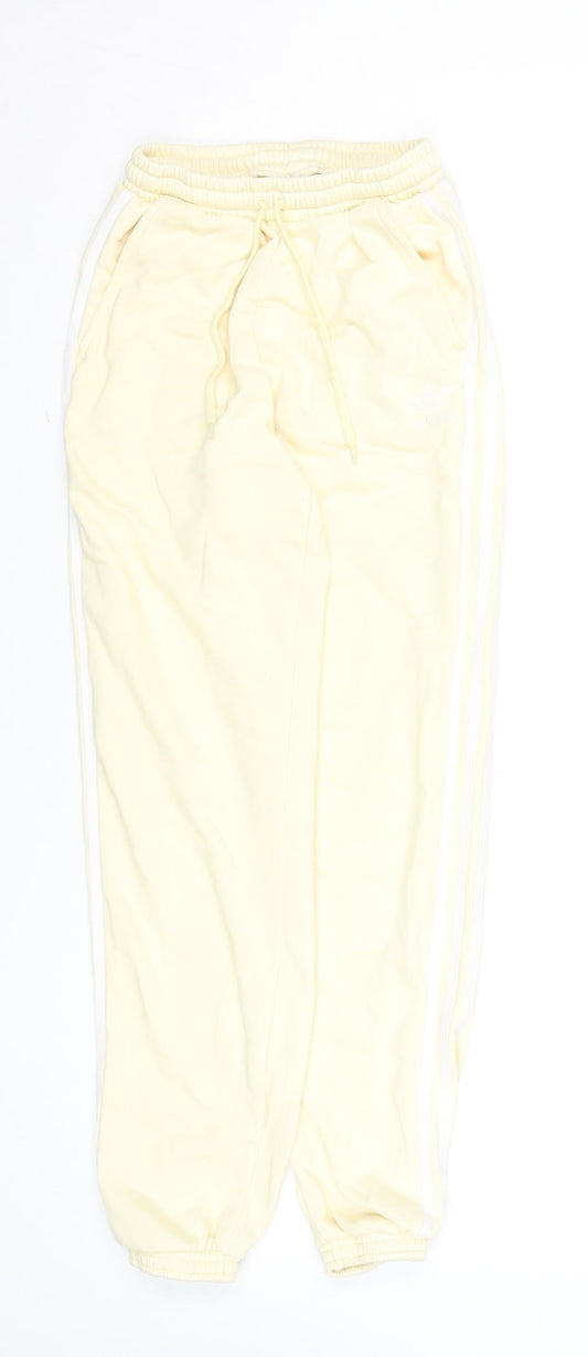 adidas Women's Beige Jogger Trousers Size 4 Cotton Blend