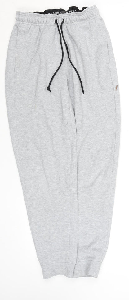 adidas Men's Grey Jogger Sweatpants S Regular Fit Cotton Blend