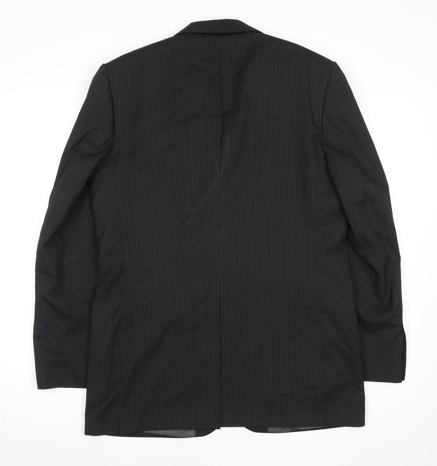 F&F Men's Black Pinstripe Blazer 38 Regular Two-Button Classic Fit