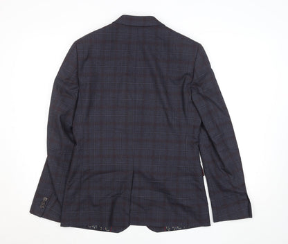 Marks and Spencer Men's Blue Check Regular Fit 36S Blazer Jacket