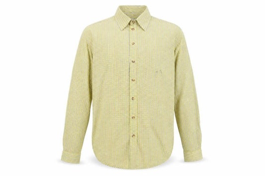 Front view of BDG Urban Outfitters Men's Yellow Check Cotton Long Sleeve Shirt XS