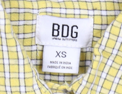 BDG Urban Outfitters Men's Yellow Check Cotton Long Sleeve Shirt XS