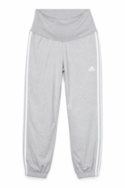 Front view of Adidas women’s grey m jogger trousers elastic waist side stripes