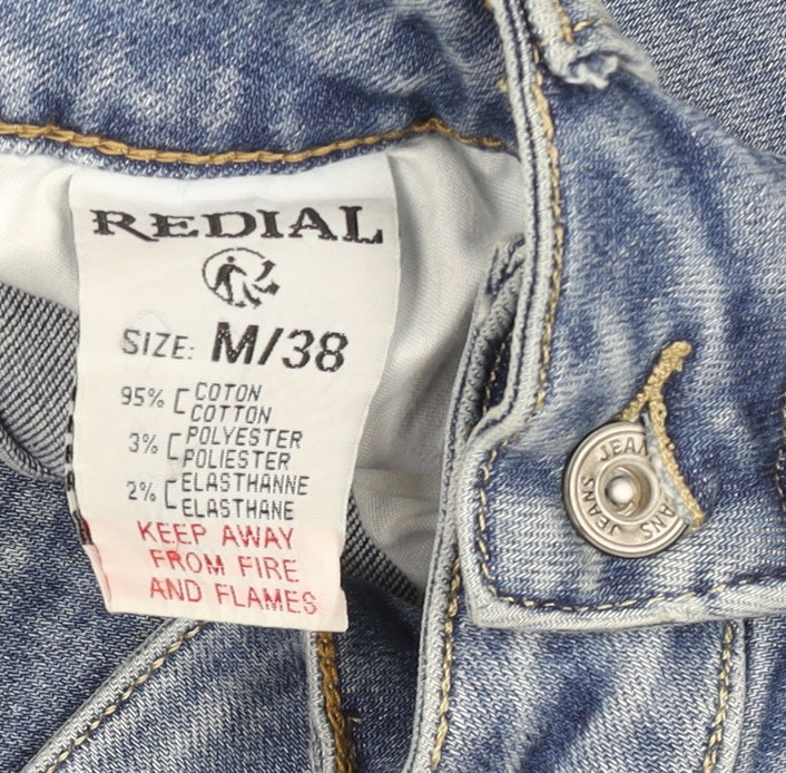 Redial Women's Blue Distressed Skinny Jeans UK 10