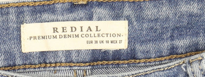 Redial Women's Blue Distressed Skinny Jeans UK 10