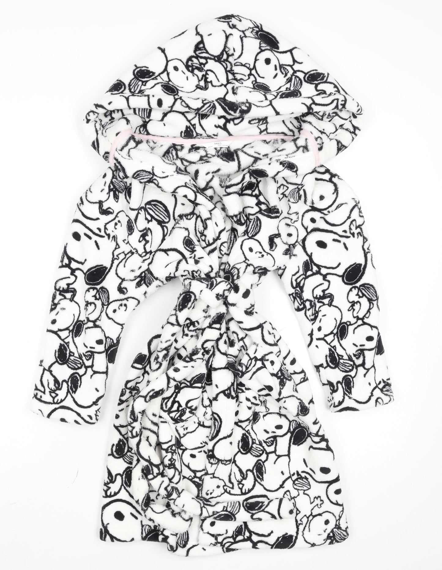 Marks and Spencer Girls White Snoopy Hooded Fleece Robe 8-9 Years