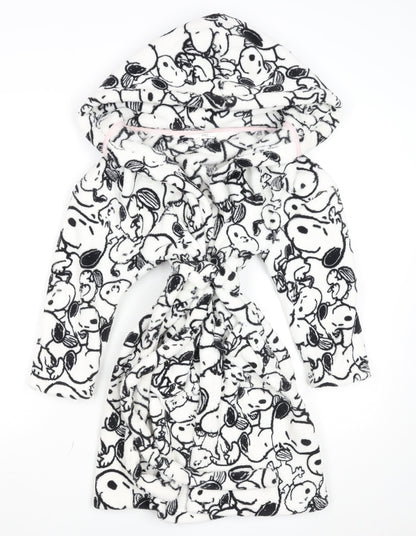 Marks and Spencer Girls White Snoopy Hooded Fleece Robe 8-9 Years
