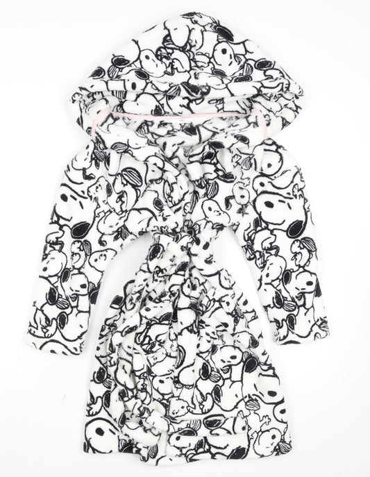 Marks and Spencer Girls White Snoopy Hooded Fleece Robe 8-9 Years