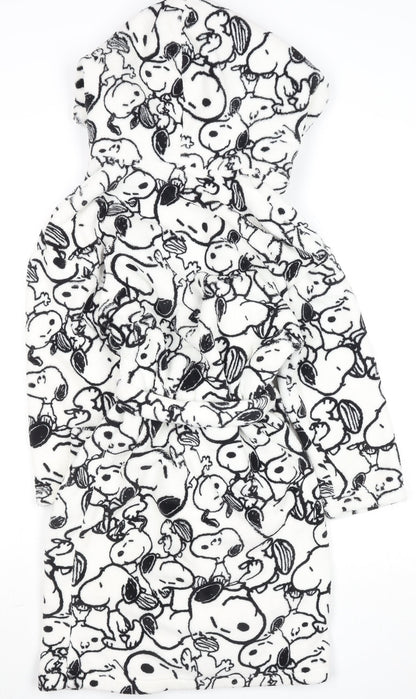 Marks and Spencer Girls White Snoopy Hooded Fleece Robe 8-9 Years