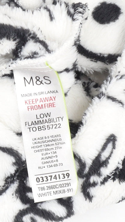 Marks and Spencer Girls White Snoopy Hooded Fleece Robe 8-9 Years