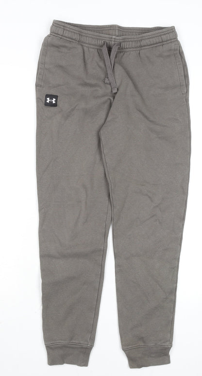 Under Armour Boys Grey L Jogger Sweatpants Cotton Blend Activewear