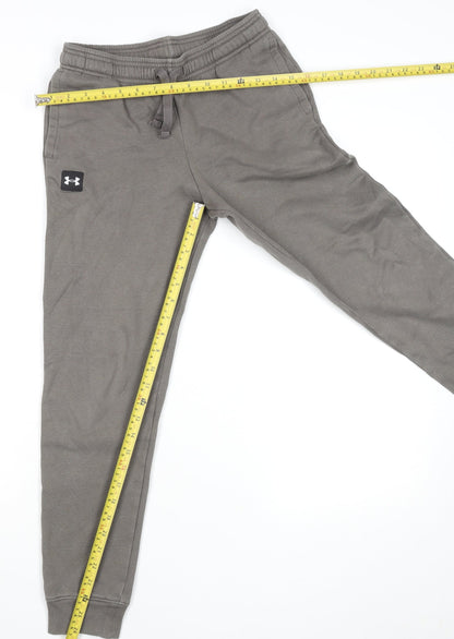 Under Armour Boys Grey L Jogger Sweatpants Cotton Blend Activewear