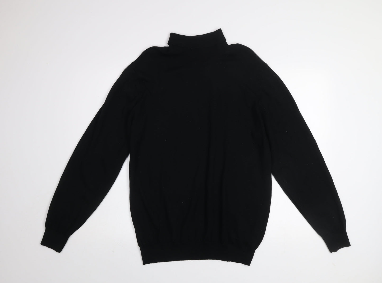 Marks and Spencer Mens Black Merino Wool High Neck Jumper L