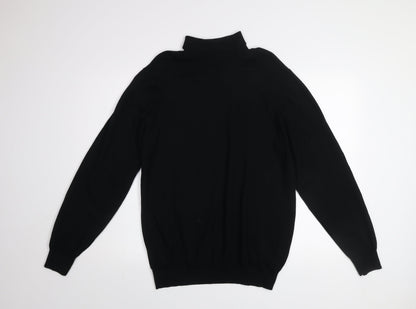 Marks and Spencer Mens Black Merino Wool High Neck Jumper L