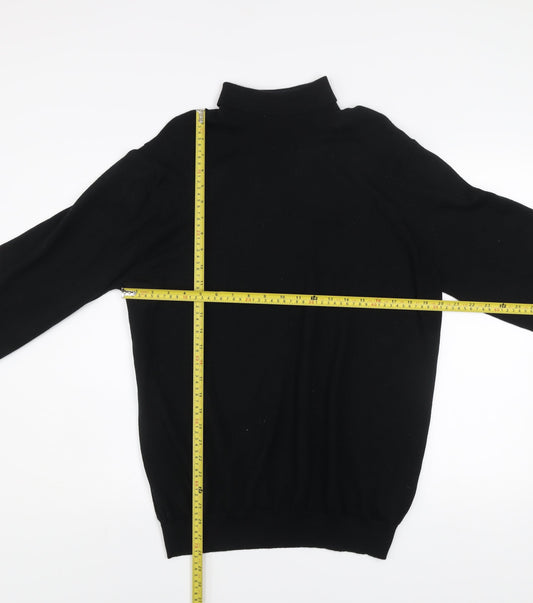 Marks and Spencer Mens Black Merino Wool High Neck Jumper L
