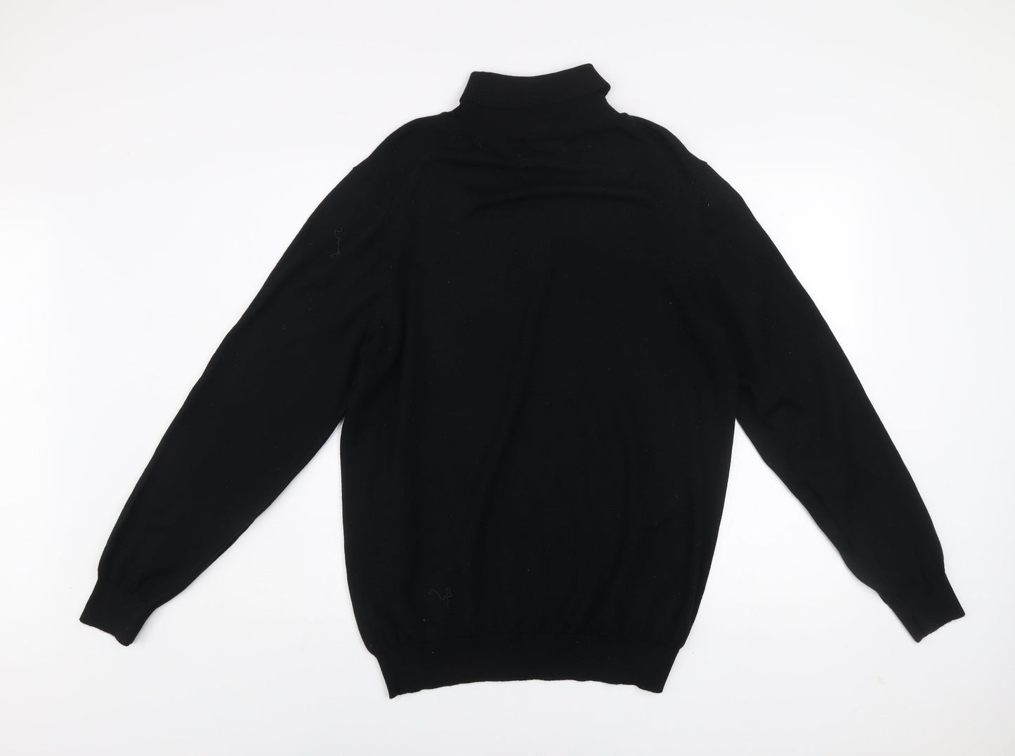 Marks and Spencer Mens Black Merino Wool High Neck Jumper L
