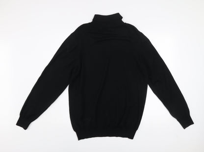 Marks and Spencer Mens Black Merino Wool High Neck Jumper L