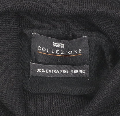 Marks and Spencer Mens Black Merino Wool High Neck Jumper L