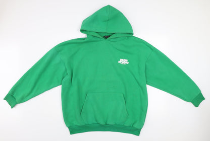 Boohoo Women’s Green Pullover Hoodie Medium Cotton Blend