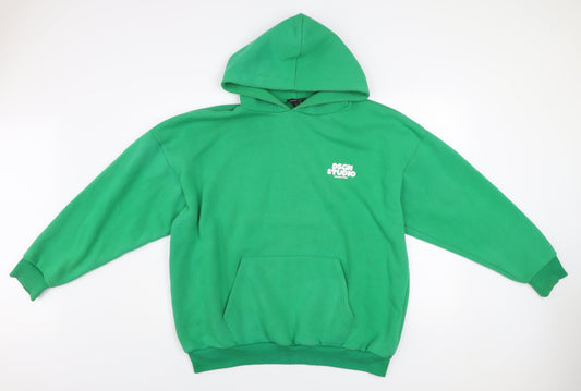 Boohoo Women’s Green Pullover Hoodie Medium Cotton Blend