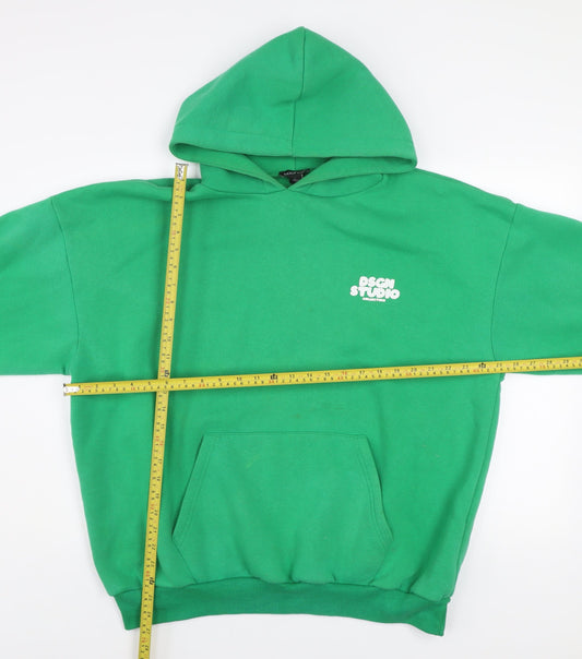 Boohoo Women’s Green Pullover Hoodie Medium Cotton Blend