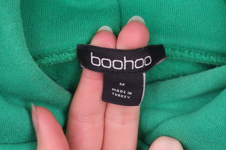Boohoo Women’s Green Pullover Hoodie Medium Cotton Blend
