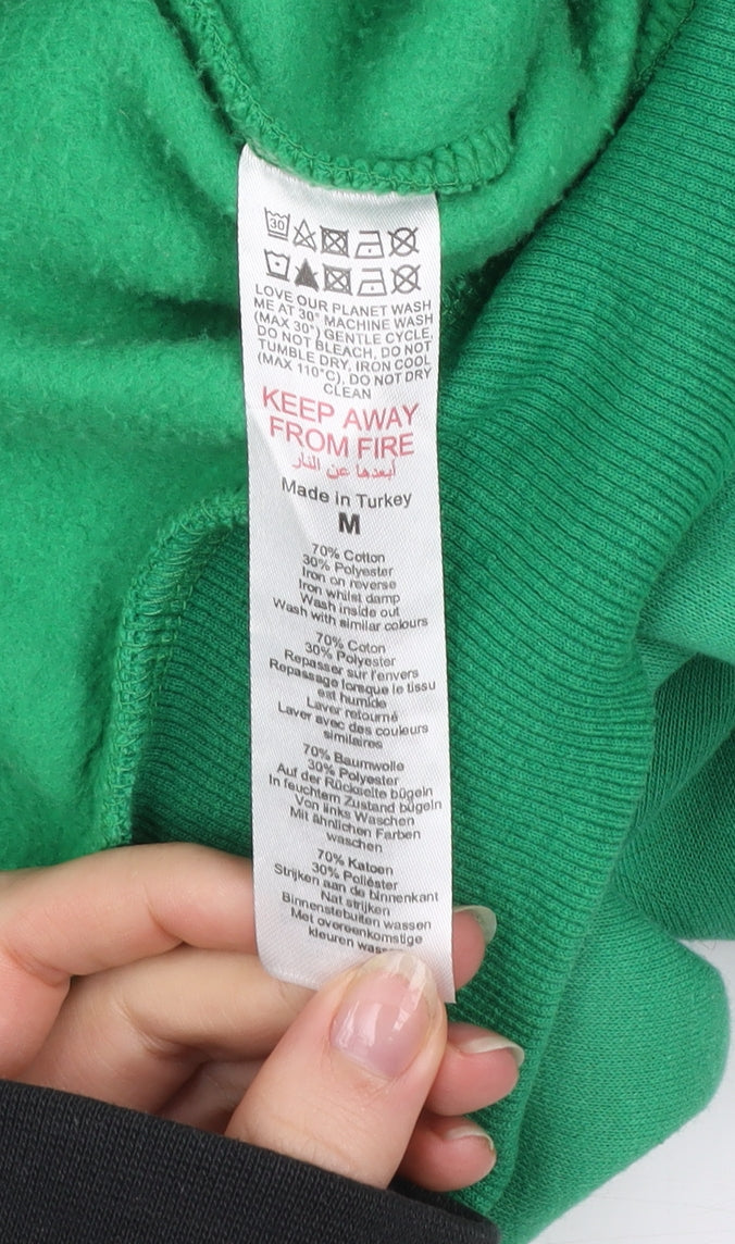 Boohoo Women’s Green Pullover Hoodie Medium Cotton Blend