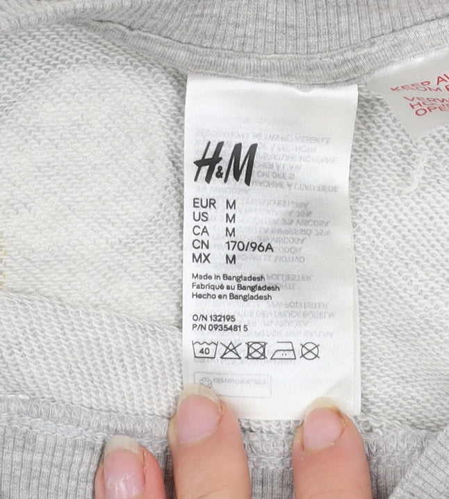 H&M Women Grey Daisy Floral Pullover Sweatshirt Size 12