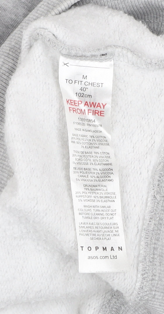 Mens UK Size M Topman Grey Pullover Sweatshirt