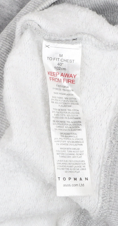 Mens UK Size M Topman Grey Pullover Sweatshirt