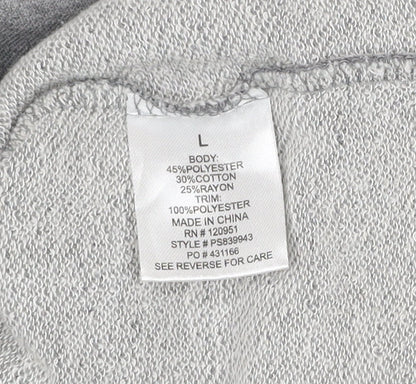 Womens UK Size L Pink Rose Grey Pullover Sweatshirt