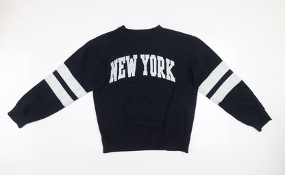Womens UK Size L New York Popular Blue Pullover Sweatshirt