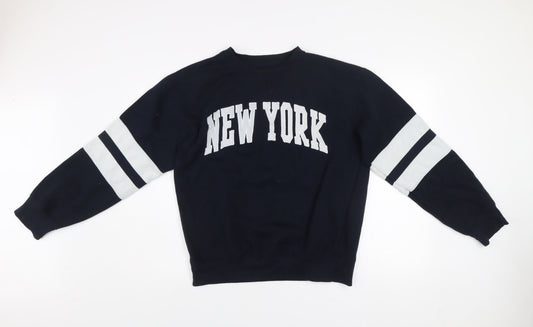 Womens UK Size L New York Popular Blue Pullover Sweatshirt