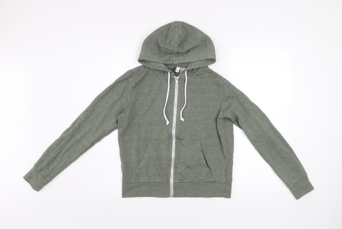 H&M Women’s Green Basic Zip Hoodie Jacket Size S Cotton Blend