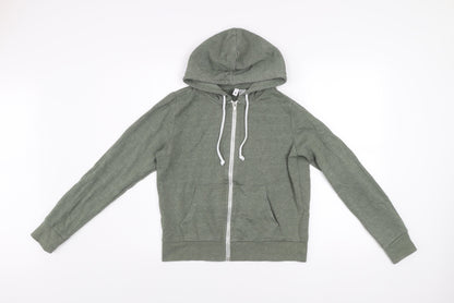 H&M Women’s Green Basic Zip Hoodie Jacket Size S Cotton Blend