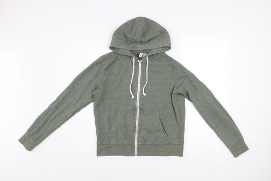 H&M Women’s Green Basic Zip Hoodie Jacket Size S Cotton Blend