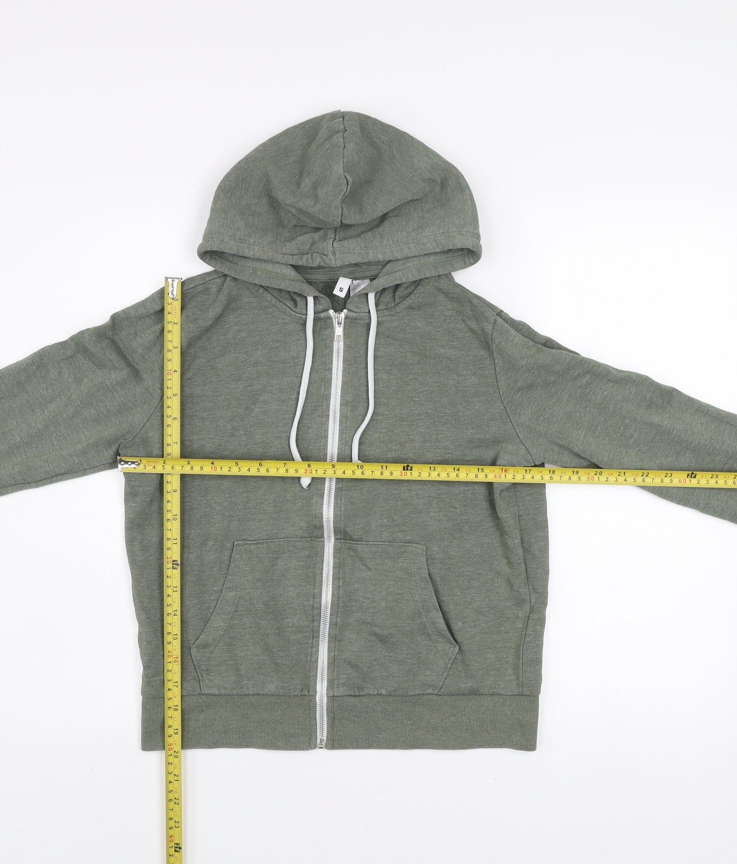 H&M Women’s Green Basic Zip Hoodie Jacket Size S Cotton Blend