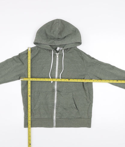 H&M Women’s Green Basic Zip Hoodie Jacket Size S Cotton Blend