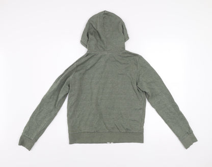 H&M Women’s Green Basic Zip Hoodie Jacket Size S Cotton Blend