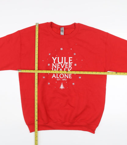 Womens UK Size M Gildan Red Pullover Sweatshirt