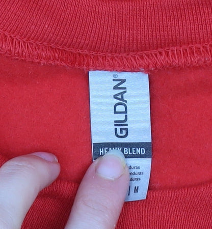 Womens UK Size M Gildan Red Pullover Sweatshirt