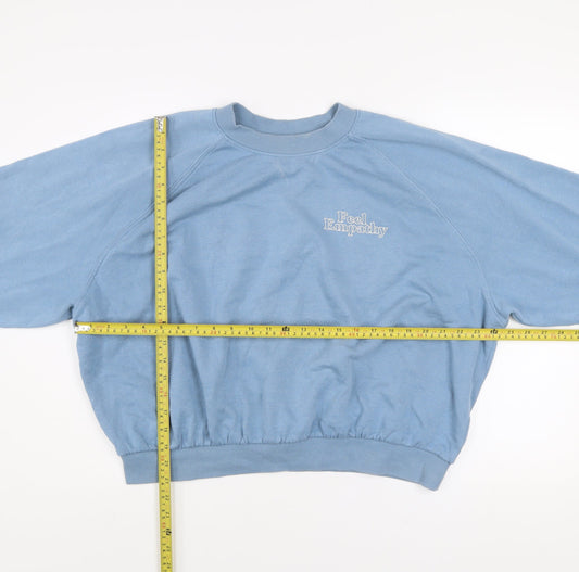 H&M Divided Women Blue XL Pullover Sweatshirt Feel Empathy