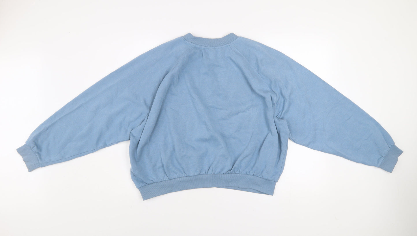 H&M Divided Women Blue XL Pullover Sweatshirt Feel Empathy