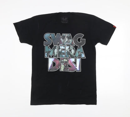 Soulstar Men's Black SWAG MERA DESI Graphic Print T-Shirt Medium