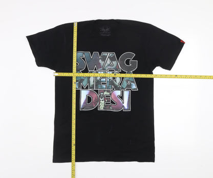 Soulstar Men's Black SWAG MERA DESI Graphic Print T-Shirt Medium