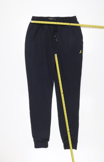 Brave Soul Men's Black Jogger Trousers Size L Polyester Fleece