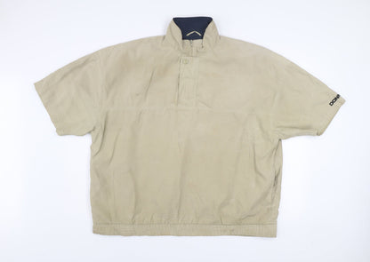 Donnay Men Beige Short Sleeve High Neck Zip Button-Up Shirt L