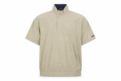Donnay Men Beige Short Sleeve High Neck Zip Button-Up Shirt L