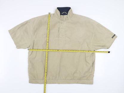 Donnay Men Beige Short Sleeve High Neck Zip Button-Up Shirt L