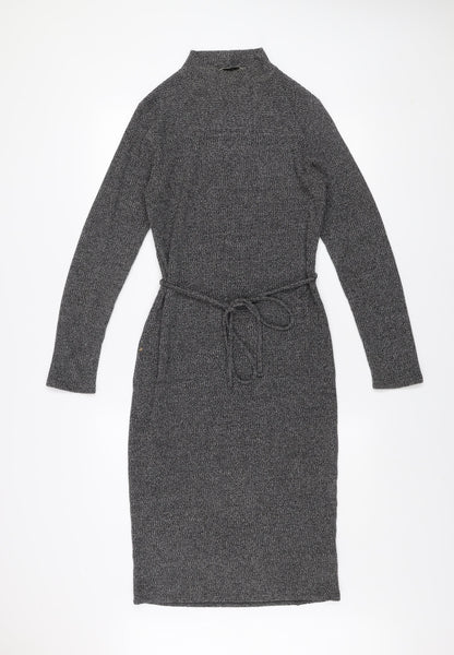 Oasis Women’s Grey Knit Bodycon Belted Jumper Dress Size S